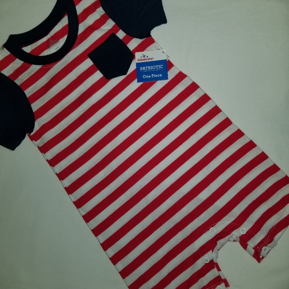 Romper Bodysuit One Piece 24M Patriotic Red White - Picture 1 of 7